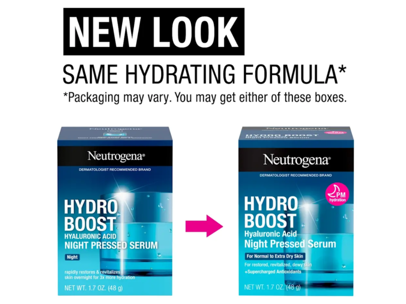 Neutrogena Hydro Boost Night Pressed Serum, Hyaluronic Acid + Antioxidants, 1.7 fl oz/48 g