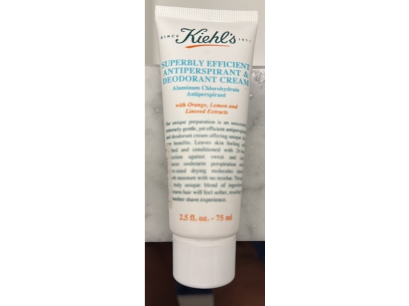 Kiehl's Superbly Efficient Antiperspirant & Deodorant Cream, Orange & Lemon & Linseed Extracts, 2.5 fl oz/75 mL