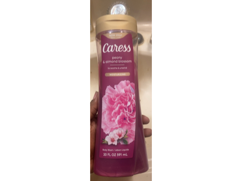 Caress Moisturizing Body Wash, Peony & Almond Blossom, 20 fl oz/591 mL, Pack Of 4