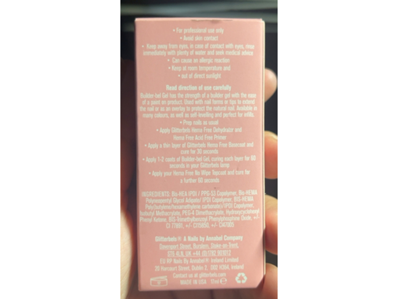 Glitterbels Builder-Bel Gel, Sweet Pea, 17 mL