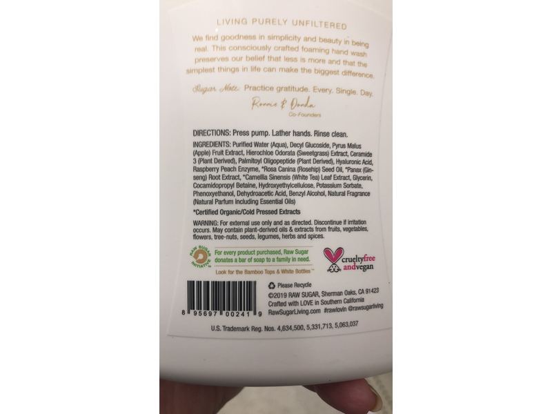 Raw Sugar Foaming Hand Wash, Green Apple + Sweet Grass, 12 fl oz/355 ml