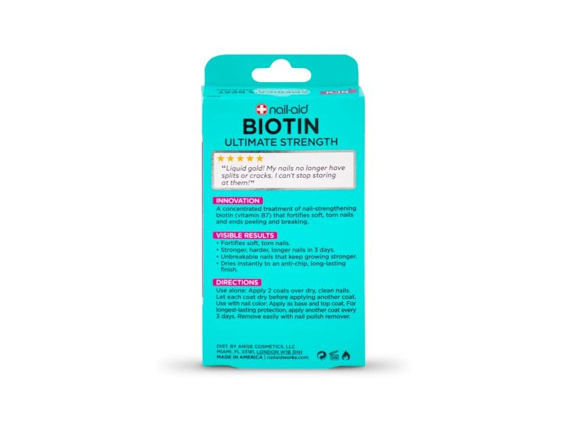 Nail-Aid Biotin Ultimate Strength Nail Treatment & Strengthener, Clear, 0.55 fl oz