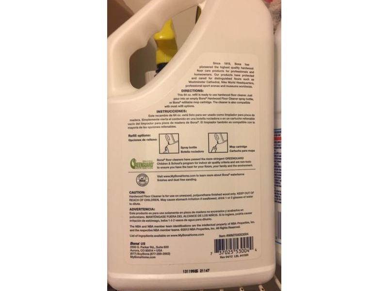 Bona Hardwood Floor Cleaner Refill, 64 fl oz/1.89 L