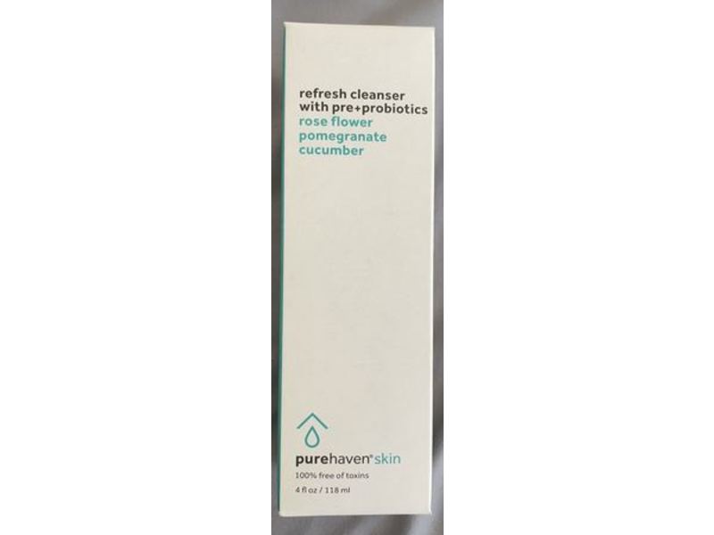 Purehaven Skin Refresh Cleanser, Pre + Probiotics Rose Flower, Pomegranate, Cucumber, 4 fl oz/118 mL