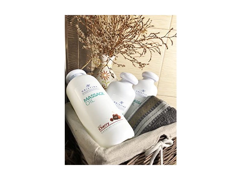 Hristina Massage Oil with Cherry, 16.90 oz/500 mL