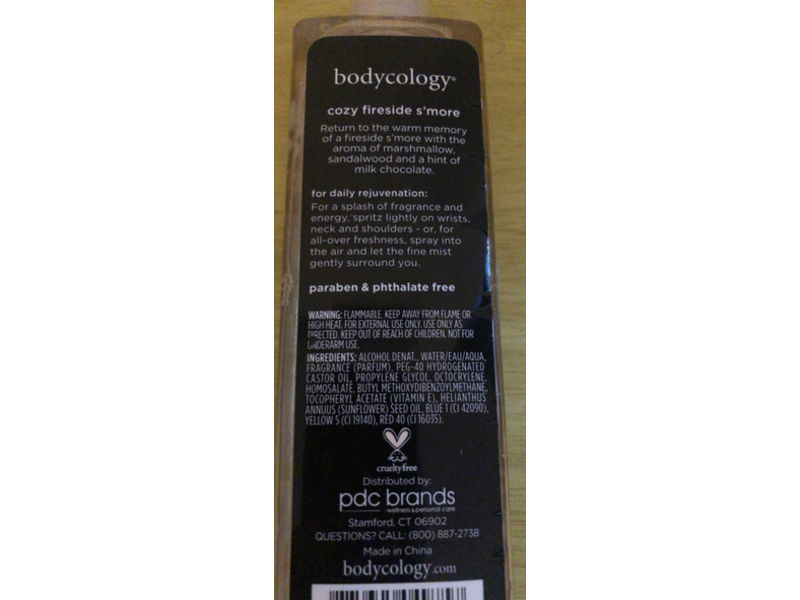 Bodycology Fragrance Mist, Cozy Fireside S'more, 8 fl oz/237 mL