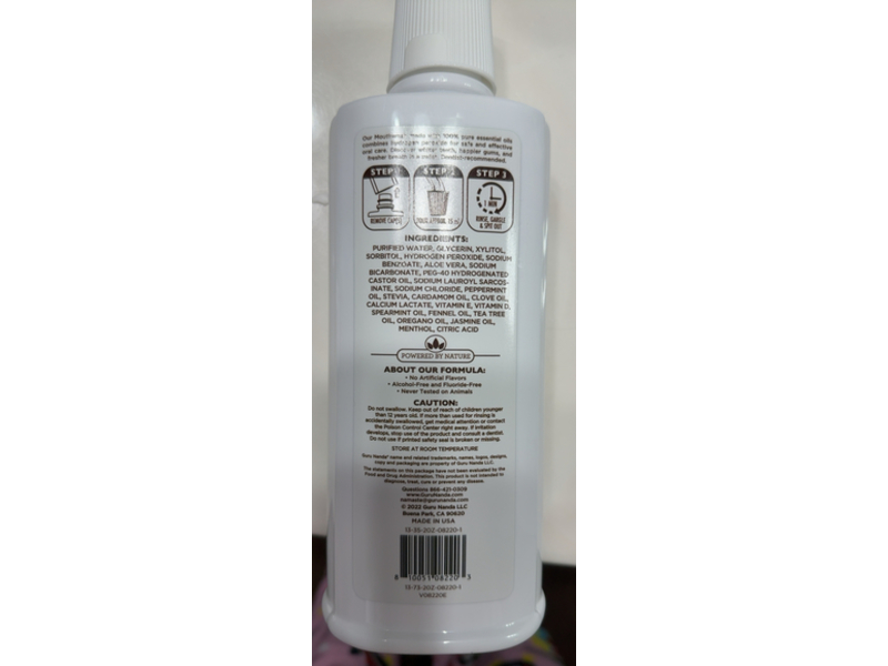 GuruNanda Oxyburst Whitening Mouthwash, Wild Mint, 20 fl oz/591 mL