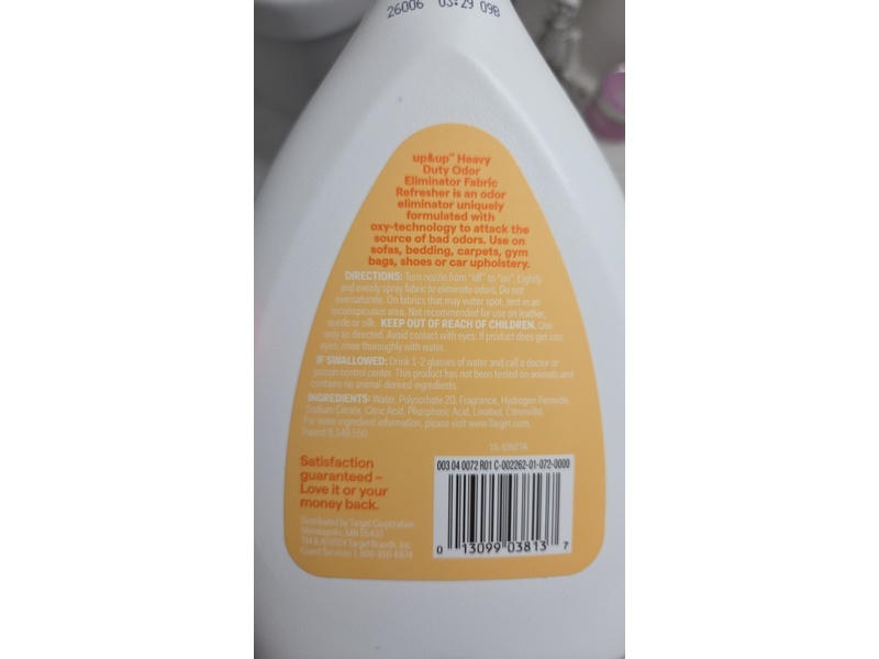 up&up Heavy Duty Odor Eliminator Fabric Refresher, 27 fl oz/798 mL