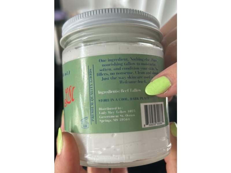 Lady May Tallow Whipped Moisturizer, Unscented, 9 fl oz/266 mL