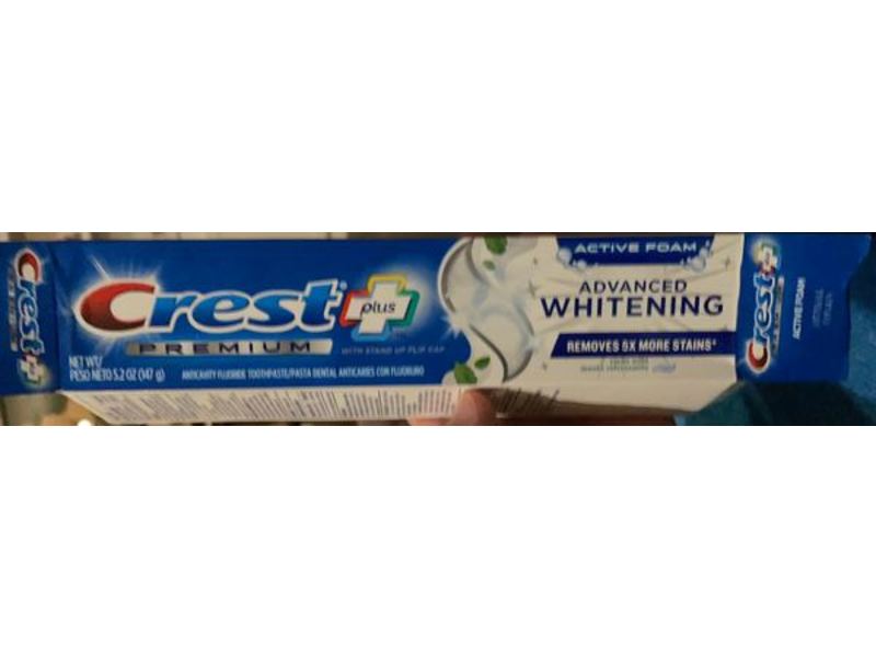 Crest Premium Plus Advanced Whitening Toothpaste, Clean Mint, 5.2 oz