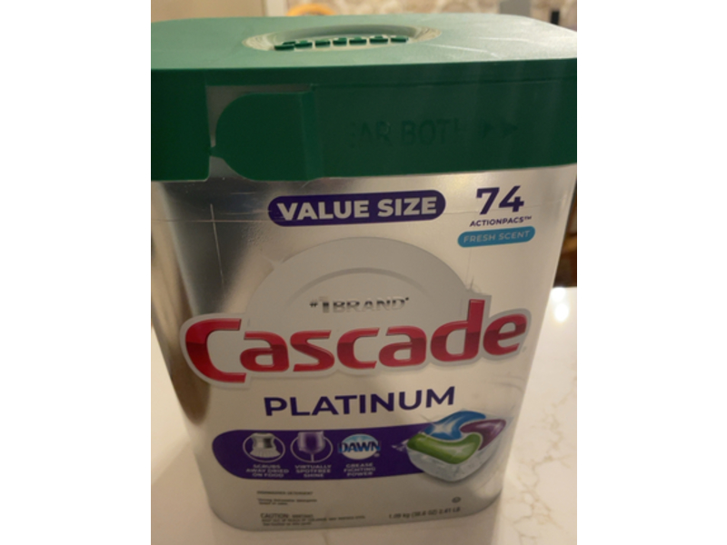 Cascade Platinum ActionPacs, Fresh Scent, 38.6 oz/1.09 kg, 74 Pacs