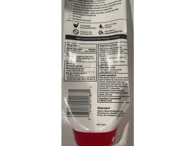 Eucerin Eczema Relief Cream, Colloidal Oatmeal, 8 oz/226 g