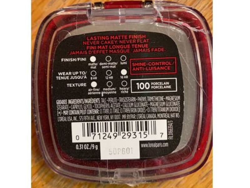 L'Oreal Paris Infallible Pro-Matte Powder, 100 Porcelain, 0.31 oz/9 g