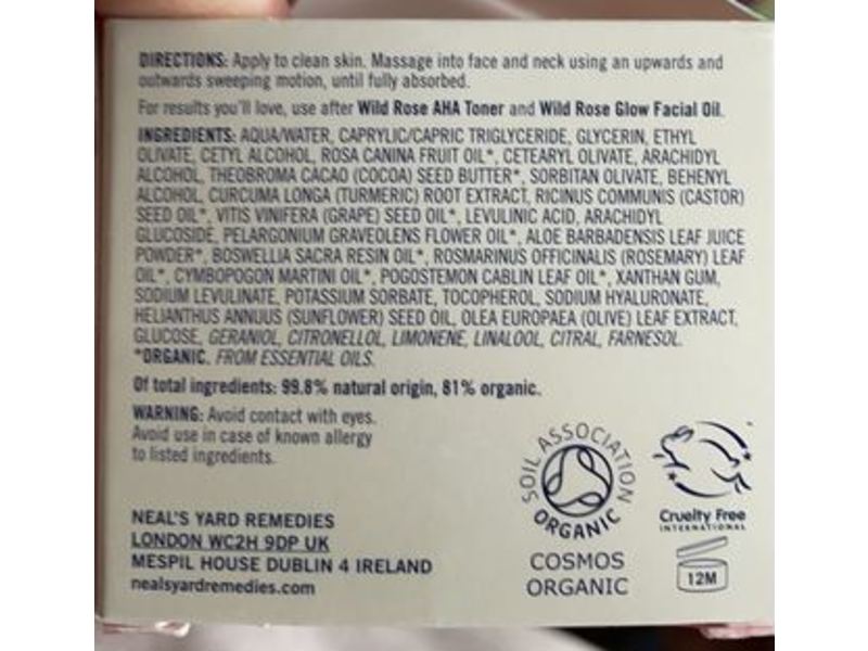 Neal's Yard Remedies Wild Rose Glow Day Cream, 1.69 fl oz/50 ml