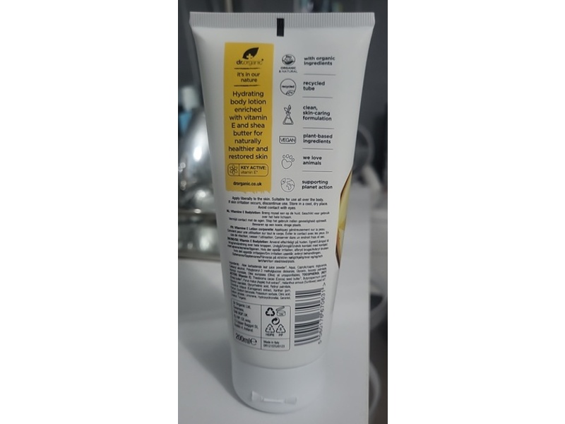 Dr. Organic Body Lotion, Vitamin E, 200 mL