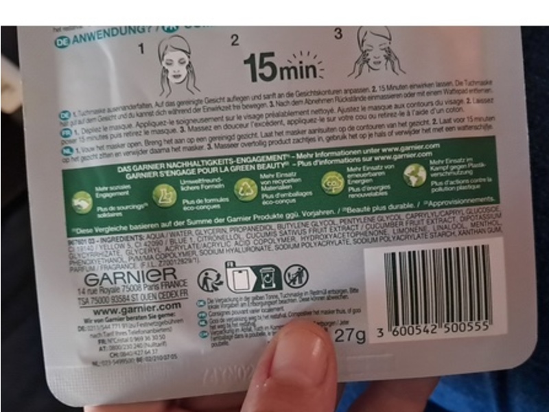 Garnier Skin Active Hyaluron Cryo Jelly Anti-Fatigue Gel Sheet Mask, 27 g