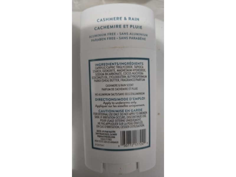 Native Deodorant, Cashmere & Rain,2.65 oz/75 g