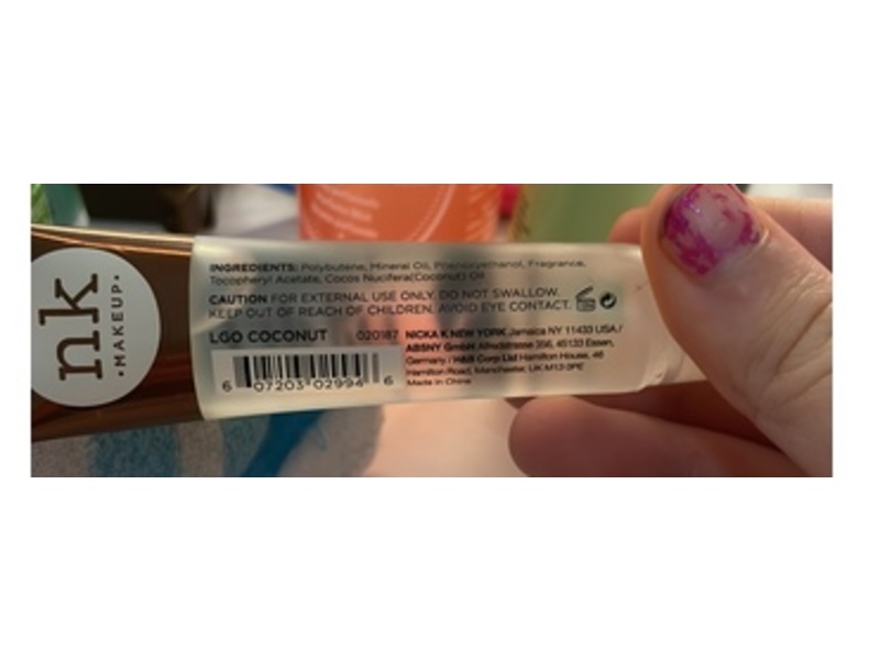 Nicka K Lip Gel with Vitamin E, Coconut, 0.5 fl oz/15 mL, Pack Of 3