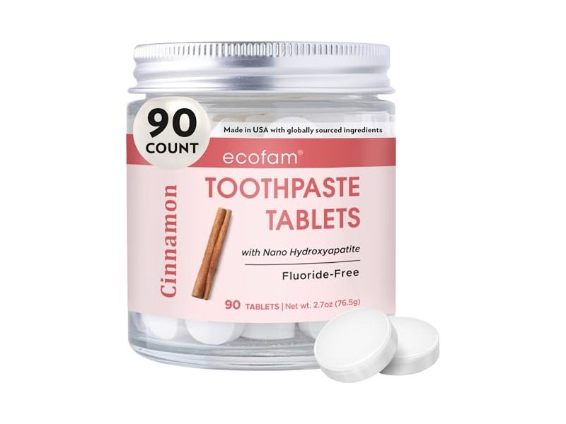 Ecofam Toothpaste Tablets, Cinnamon, 2.7 oz/76.5 g, 90 Tablets