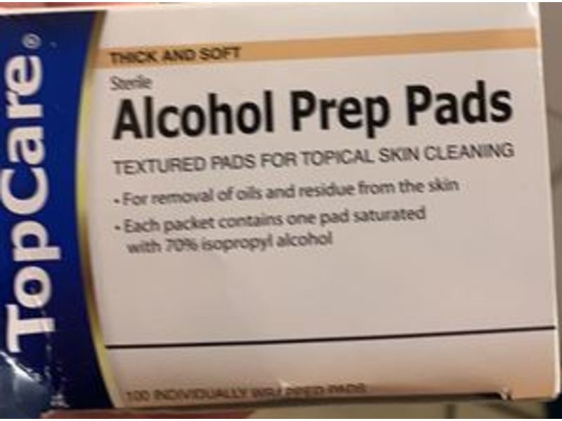 Topcare Sterile Alcohol Prep Pads, Thick & Soft, 100 Count