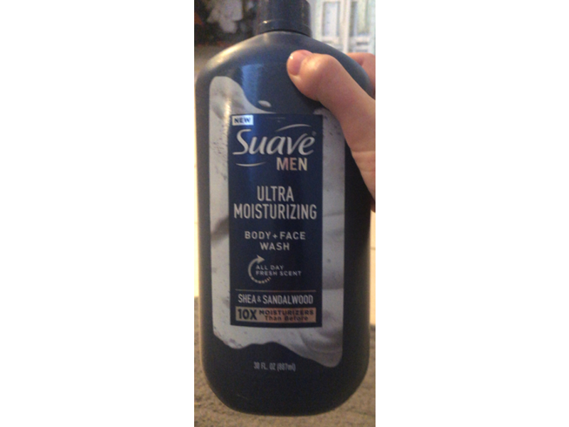 Suave Men Ultra Moisturizing Body + Face Wash, Shea & Sandalwood, 30 fl oz/887 mL