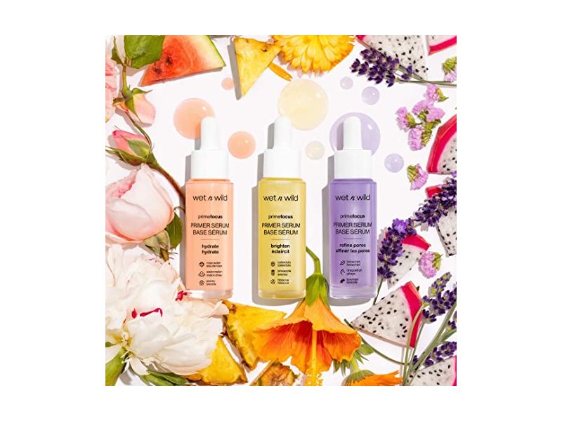 Wet n Wild Prime Focus Pore Primer Serum, Lavender, 1.0 fl oz/30 mL
