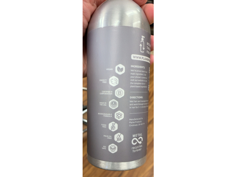 Plaine Products Shampoo, 16 oz/473 mL