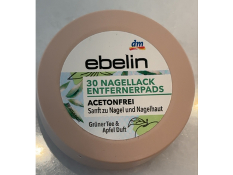 Ebelin Nail Polish Remover Pads, Green Tea & Apple Scent, 30 Count