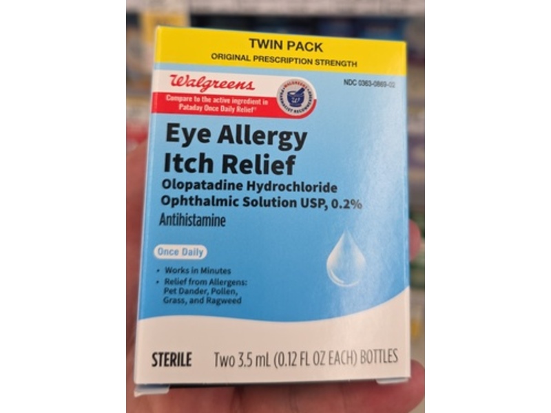 Walgreens Eye Allergy Itch Relief, 0.12 fl oz/3.5 mL, Pack Of 2
