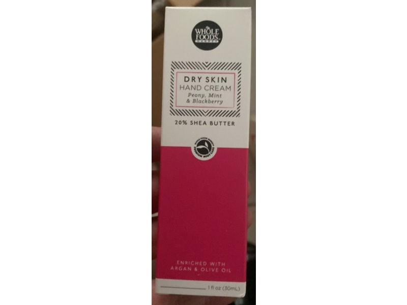 Whole Foods Market Dry Skin Hand Cream, Peony + Mint + Blackberry, 1 fl oz/30 mL