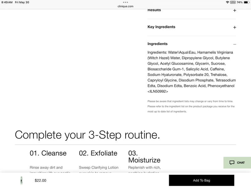 Clinique Clarifying Lotion 1.0 Twice A Day Exfoliator, 6.7 fl oz/200 mL