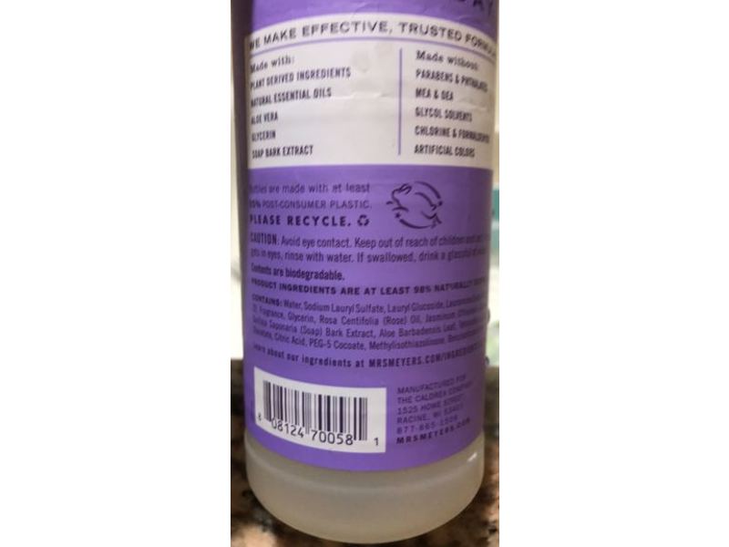 Mrs. Meyer's Clean Day Liquid Dish Soap, Lilac Scent, 16 fl oz/473 mL