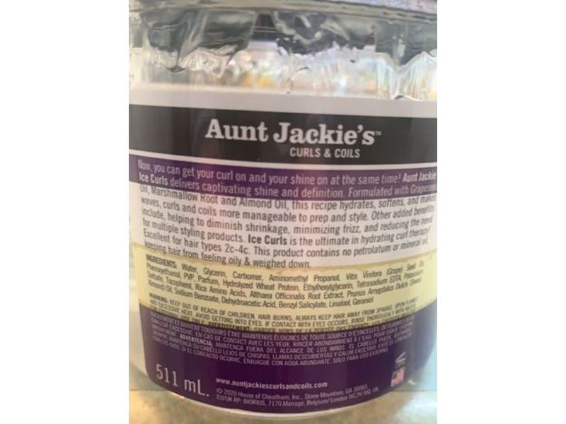 Aunt Jackie's Glossy Curling Jelly, Ice Curls, Grapeseed Style and Shine Recipes, 18 oz/511 g