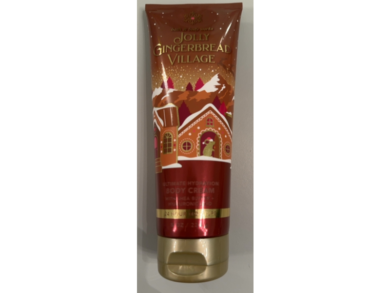 Bath & Body Works Jolly Gingerbread Village Ultimate Hydration Body Cream, Shea Butter & Hyaluronic Acid, 8 oz/226 g