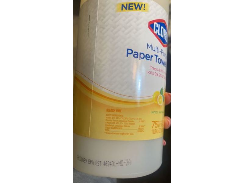 Clorox Multi-Purpose Paper Towel Wipes, Lemon Verbena, 75 Wipes