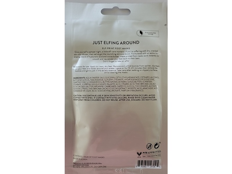 INC.redible Shea Butter Printed Hydrating Foot Mask, Just Elfing Around, 0.6 fl oz/18 mL