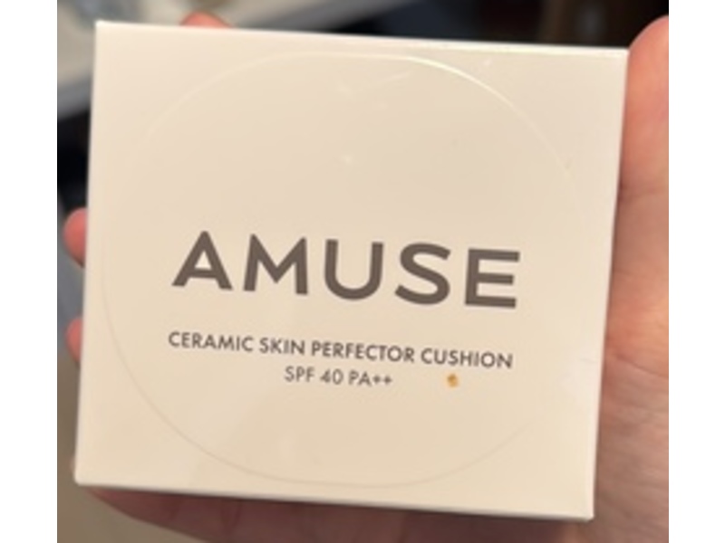 Amuse Ceramic Skin Perfector Cushion, SPF 40 PA++, 03 Honey, 0.52 oz/15 g