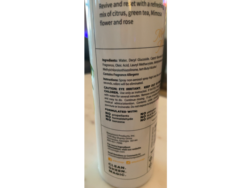 Citrus Magic Herbaceous Odor Eliminating Air Freshener Spray, Mandarin Mimosa, 8 oz/226 g