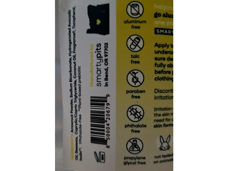 Smarty Pits Deodorant, Lemon Verbena, 2.65 oz/75 g