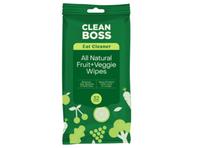 Clean Boss Eat Cleaner All Natural Fruit & Veggie Wipes, 32 Count, 2 Pack