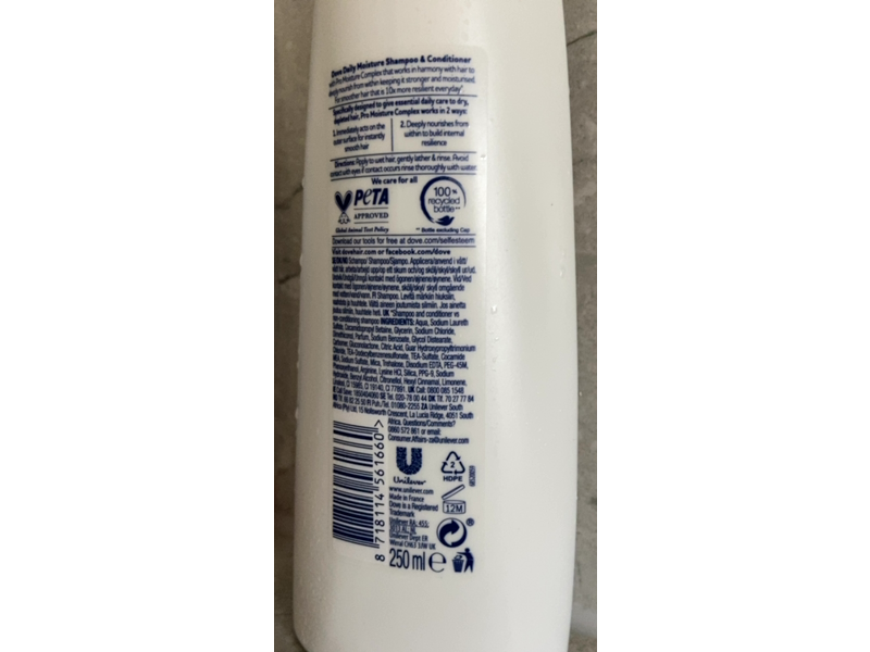 Dove Daily Moisture Shampoo, 250 mL