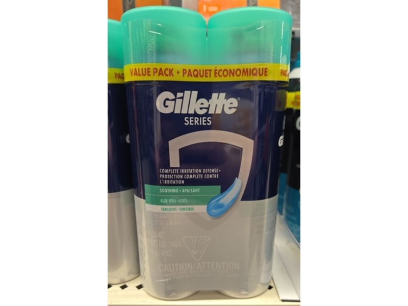 Gillette Series Shave Gel, Aloe Vera, 14 oz, Pack Of 2