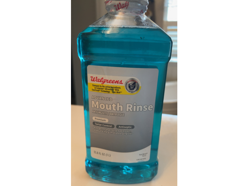 Walgreens Advanced Mouth Rinse, Ice Mint, 33.8 fl oz/1 L