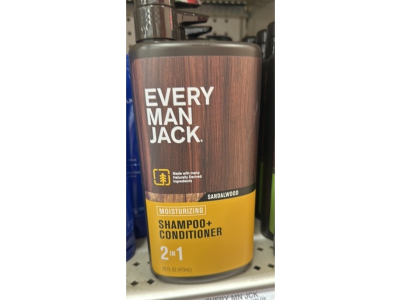 Every Man Jack 2-In-1 Shampoo + Conditioner, Sandalwood, 16 fl oz/473 mL