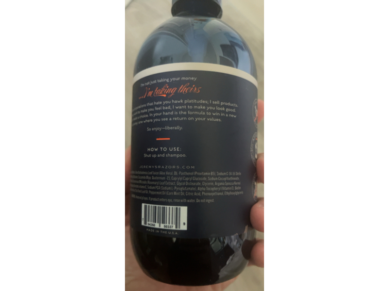 Jeremy’s Razors Shampoo, Tea Tree, Argan & Peppermint, 16.9 oz