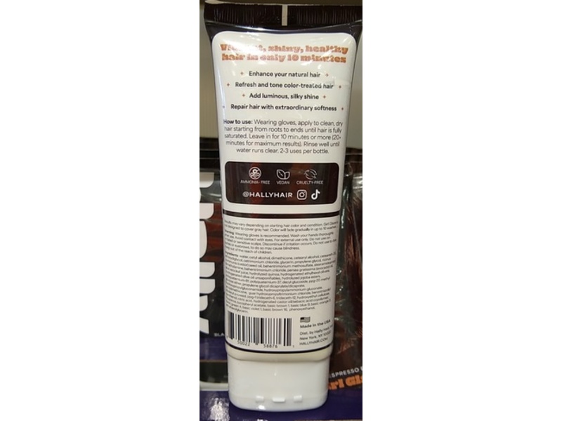 Hally Girl Glaze Color Depositing Hair Mask, Espresso Brown, 3.4 fl oz/100 mL