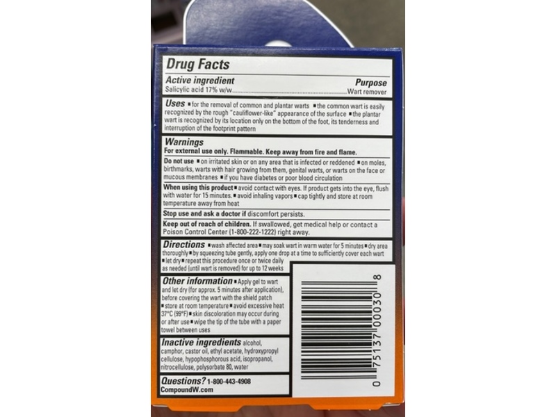 Compound W Fast Acting Gel + Wart Remover & ProShield Patches, 0.25 oz/7 g, 12 Count