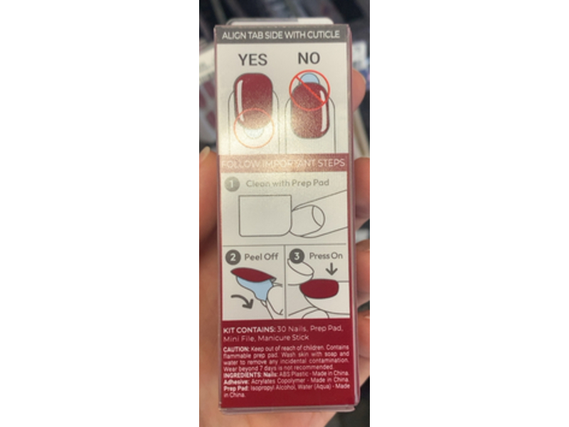 Impress The No Glue Mani Kit, Red Velvet, 30 Count