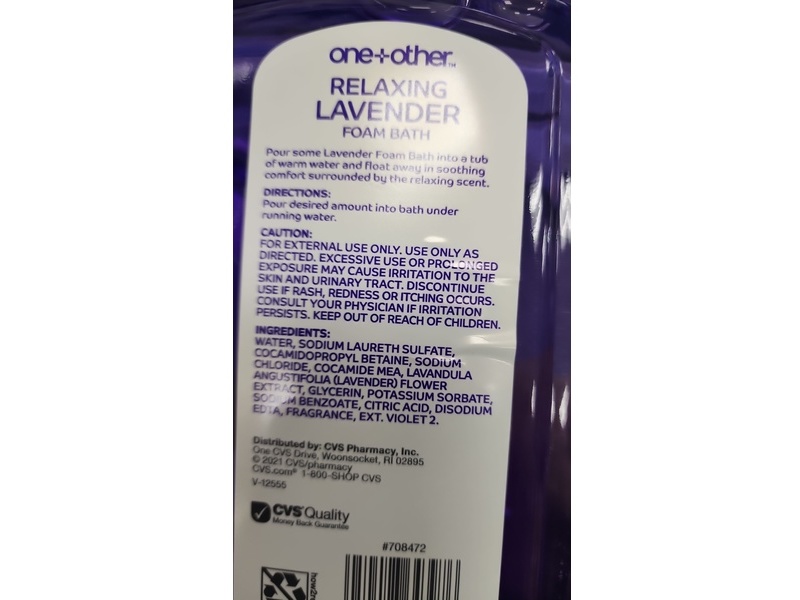 One+Other Relaxing Foam Bath, Lavender, 48 fl oz/1.4 L