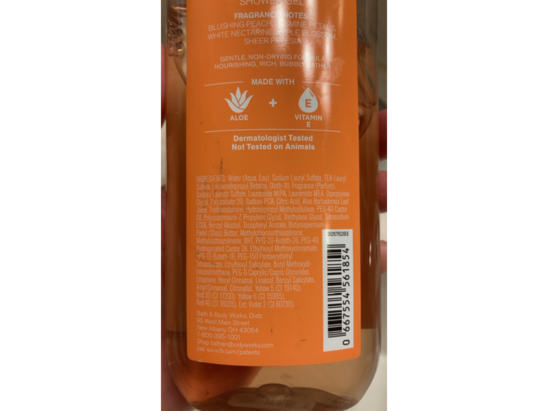 Bath & Body Works Pretty As A Peach Shower Gel, Aloe & Vitamin E, 10 fl oz/295 mL